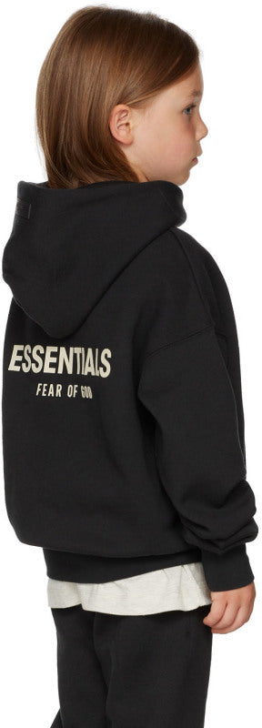 (SALE) FEAR OF GOD ESSENTIALS HOODIE BLACK KIDS/JR SS22