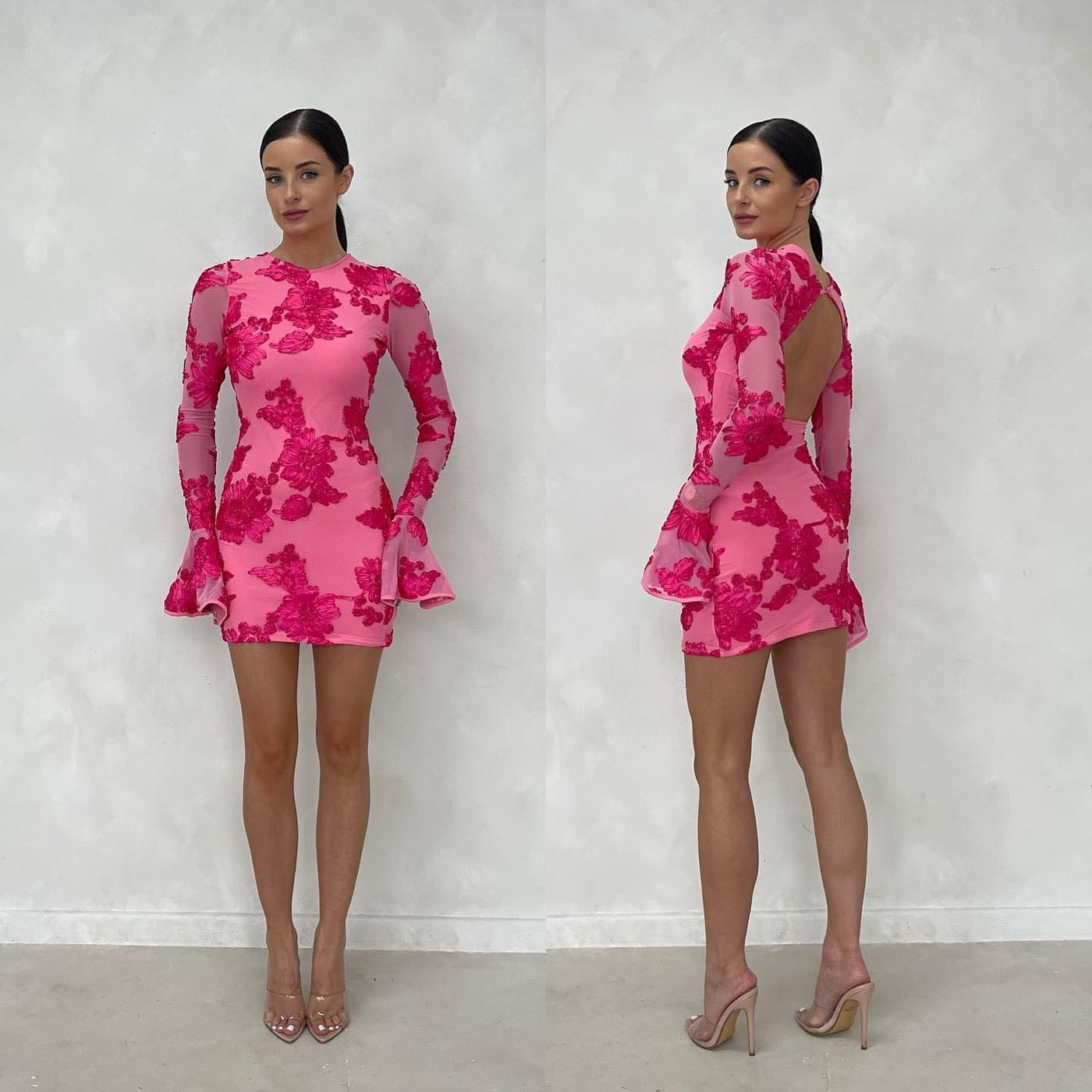 Heartless- Gianna Backless Floral Print Mini Dress Pink