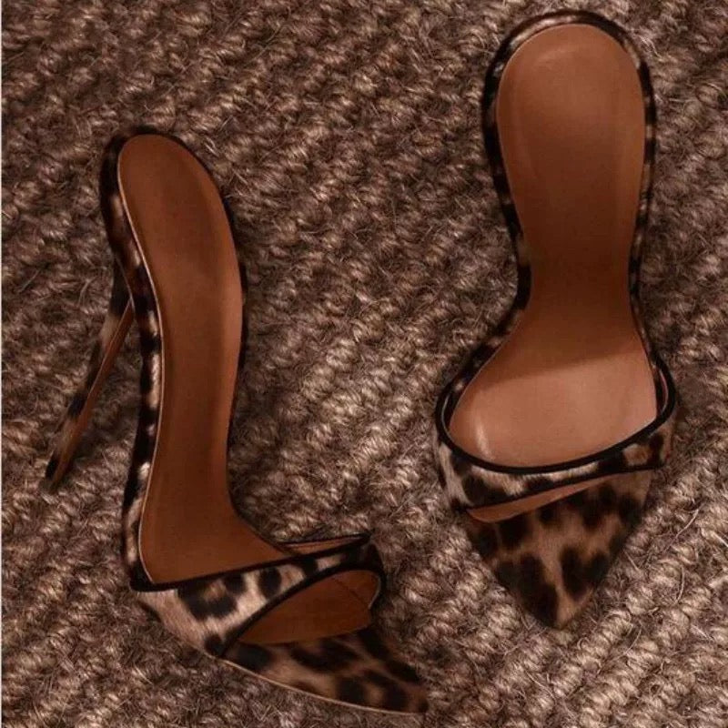 Calo Leopard Print Mule Stiletto Heels