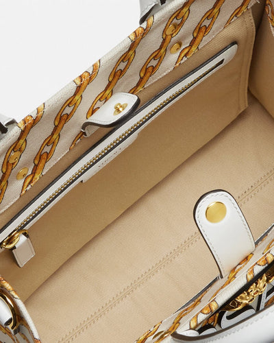 VERSACE CHAIN STRIPES LA MEDUSA SMALL TOTE BAG