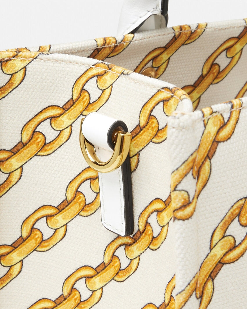 VERSACE CHAIN STRIPES LA MEDUSA SMALL TOTE BAG
