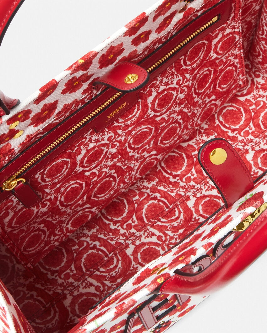 VERSACE STRAWBERRY GARDEN LA MEDUSA LARGE TOTE BAG