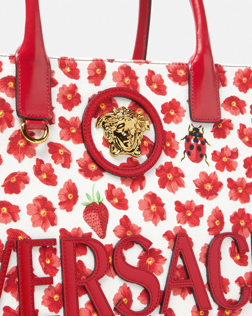 VERSACE STRAWBERRY GARDEN LA MEDUSA LARGE TOTE BAG