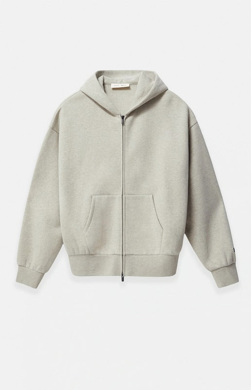 FEAR OF GOD ESSENTIALS Metallic Logo Full Zip Hoodie ‘Heather Stone’ SP25