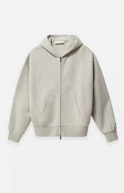 FEAR OF GOD ESSENTIALS Metallic Logo Full Zip Hoodie ‘Heather Stone’ SP25