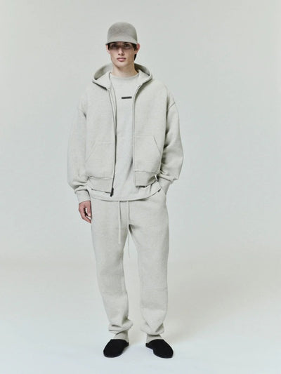 FEAR OF GOD ESSENTIALS Metallic Logo Full Zip Hoodie ‘Heather Stone’ SP25