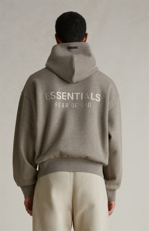 FEAR OF GOD ESSENTIALS Metallic Logo Fleece Hoodie ‘Homestead Heather’ SP25