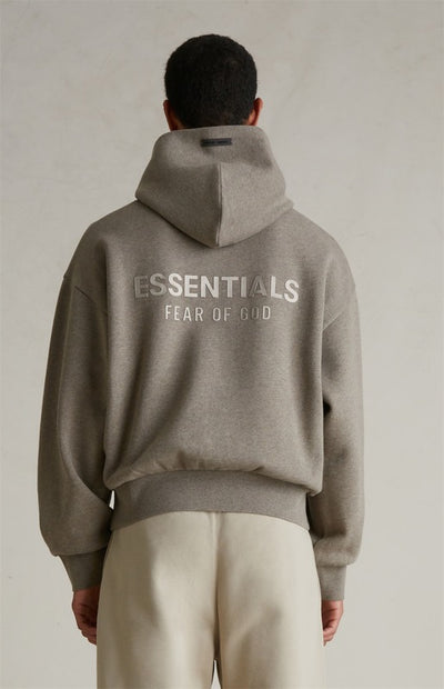 FEAR OF GOD ESSENTIALS Metallic Logo Fleece Hoodie ‘Homestead Heather’ SP25