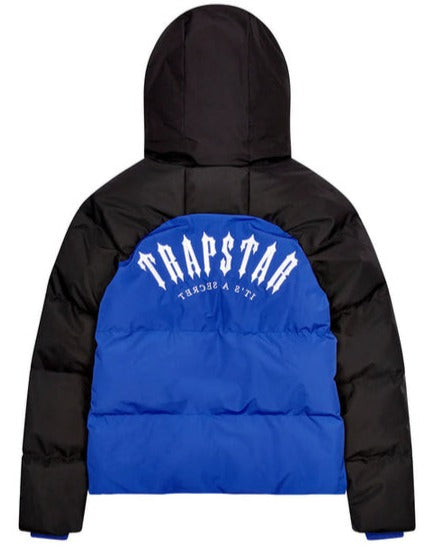 Trapstar Irongate AW23 Hooded Puffer Jacket - Black/Dazzling Blue