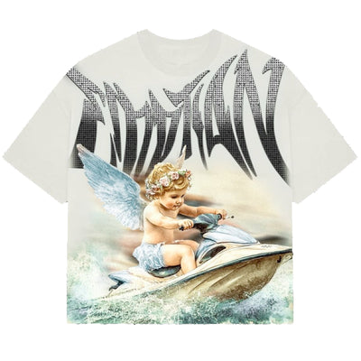 Mixed Emotion Women's Cream Jetski Rhinestone Tee Limited