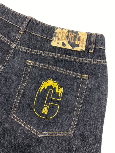 Ice Cream Running Dog Black/Yellow Denim Short Frost