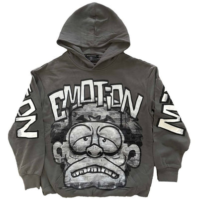 Grey Cropped Monster Hoodie Comfortable French Terry Sweatshirt