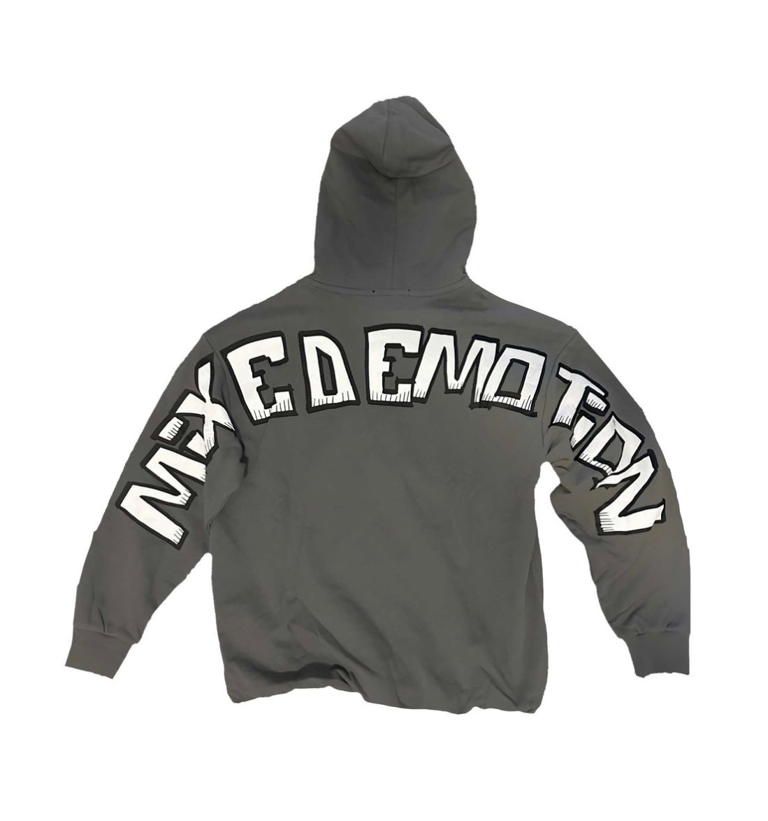 Grey Cropped Monster Hoodie Comfortable French Terry Sweatshirt