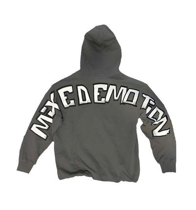 Grey Cropped Monster Hoodie Comfortable French Terry Sweatshirt