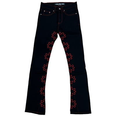 LOSTSHDWS Outline Denim Pants Black Red Street Style