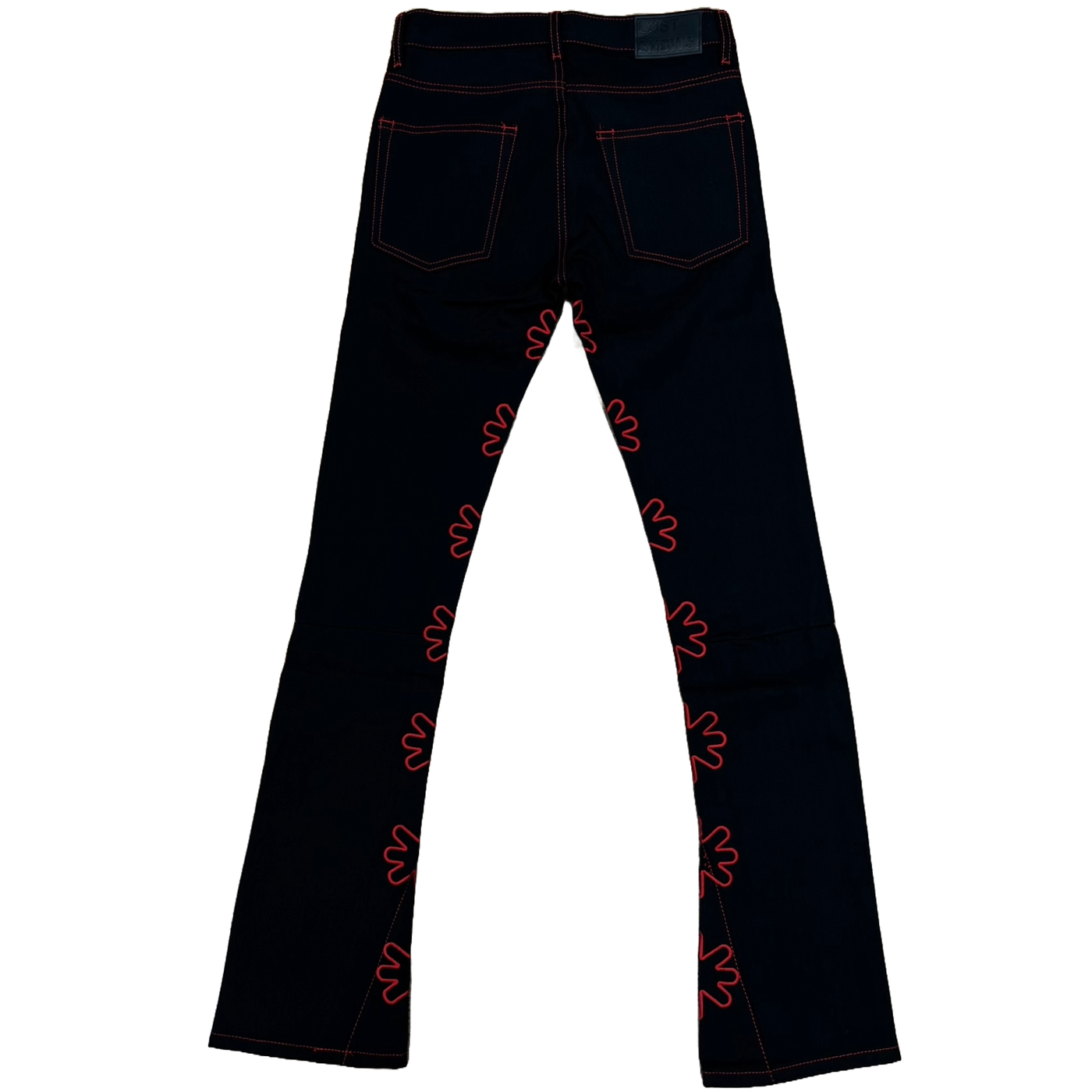 LOSTSHDWS Outline Denim Pants Black Red Street Style
