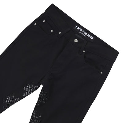 Lost Shadows Black Studded Flared Denim Jeans Premium