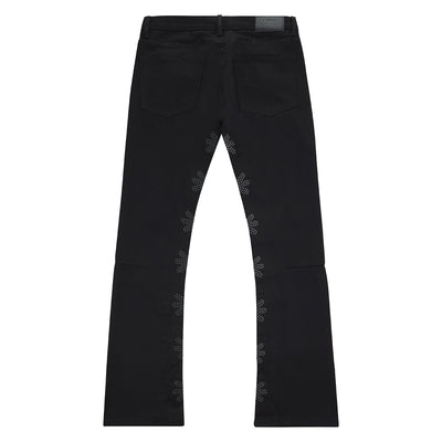 Lost Shadows Black Studded Flared Denim Jeans Premium