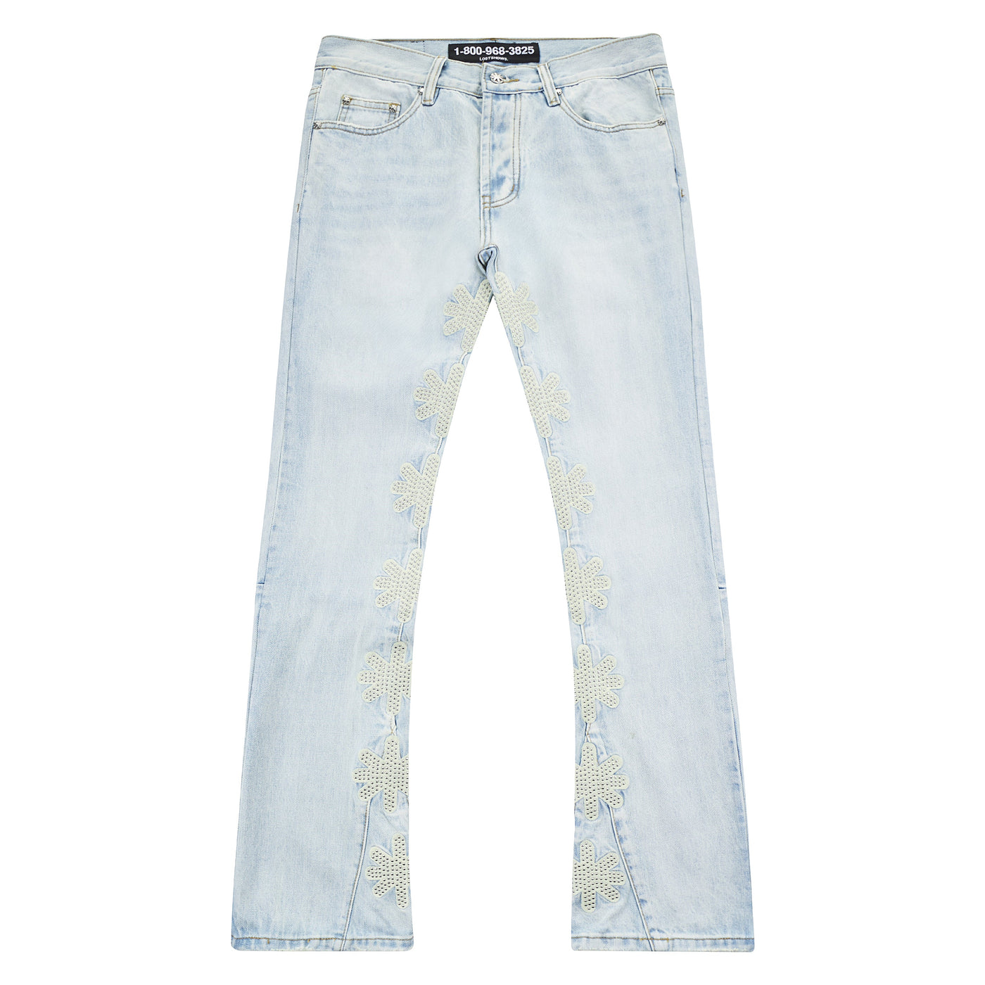 Lost Shadows Studded Denim Bone Flare Jeans with Gunmetal