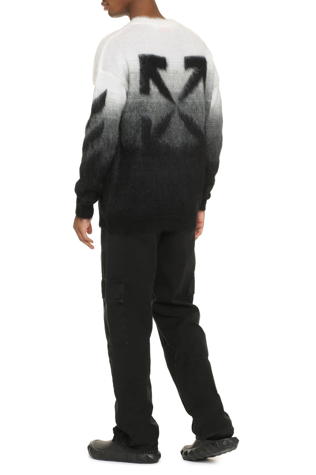 Off-White c/o Virgil Abloh Intarsia Mohair-blend Sweater in Black/White Blend