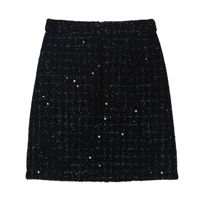 Sequined Tweed Suit with Jacket and Skirt for Women