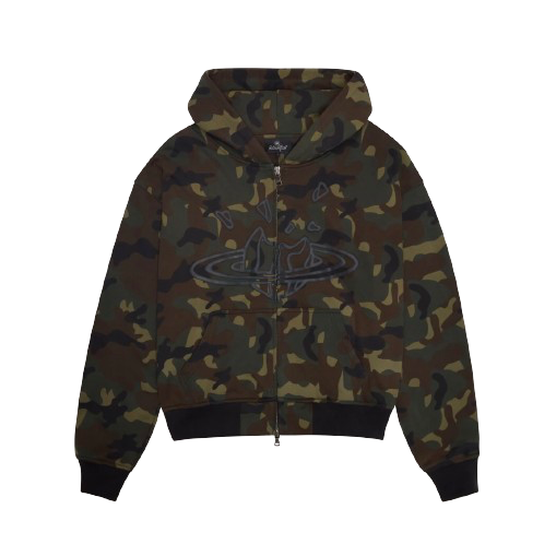 BROKEN PLANET MARKET PLANET ZIP-UP HOODIE CAMO GREEN by Broken Planet Market from £165.00