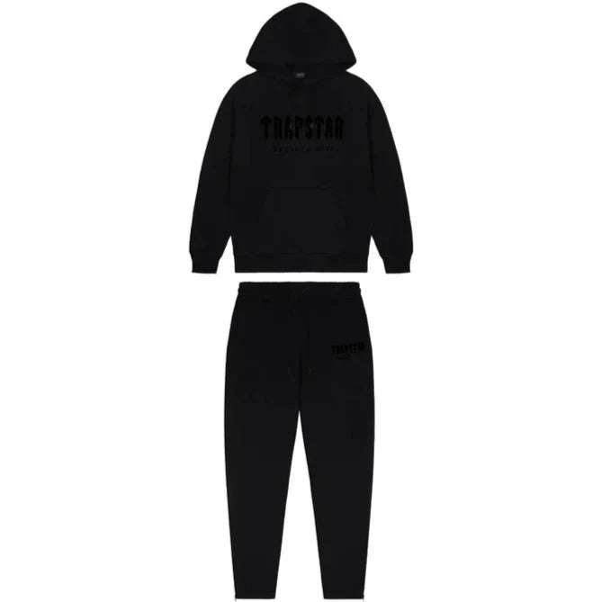 TRAPSTAR CHENILLE DECODED HOODED TRACKSUIT - BLACKOUT EDITION