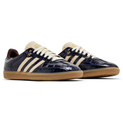 adidas Samba Navy Croc Leather Sneaker with Croc Emboss
