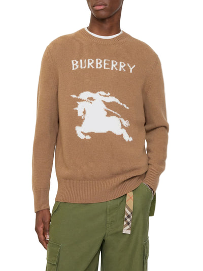 Burberry Men's Luxurious Cashmere Wool Crewneck Cardigan Jumper Beige