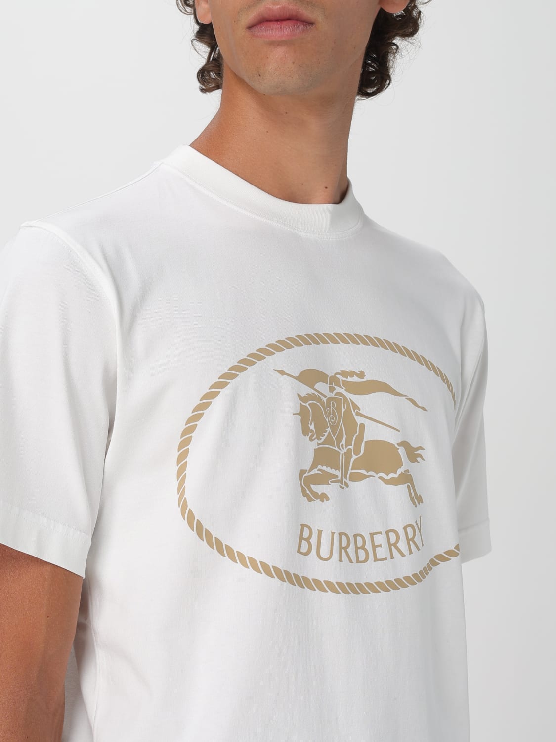 Burberry Men's White Equestrian Knight Logo Cotton Luxury Casual T-Shirt