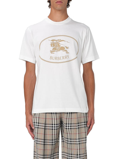 Burberry Men's White Equestrian Knight Logo Cotton Luxury Casual T-Shirt