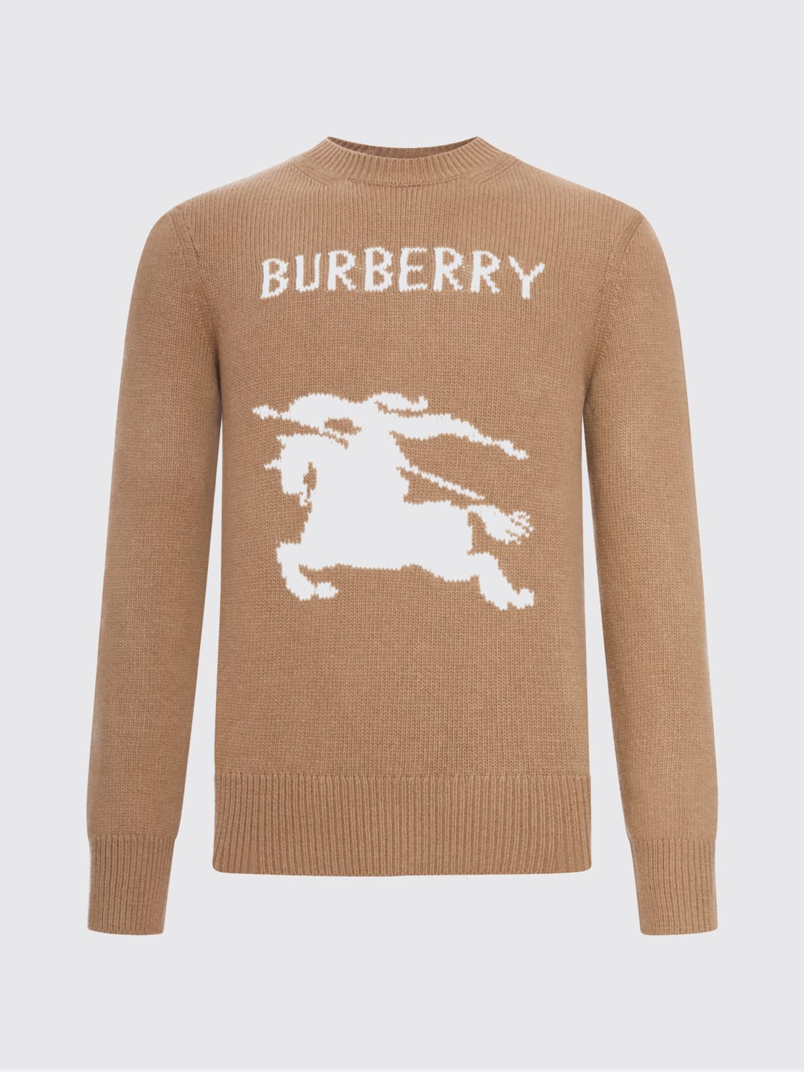 Burberry Men's Luxurious Cashmere Wool Crewneck Cardigan Jumper Beige