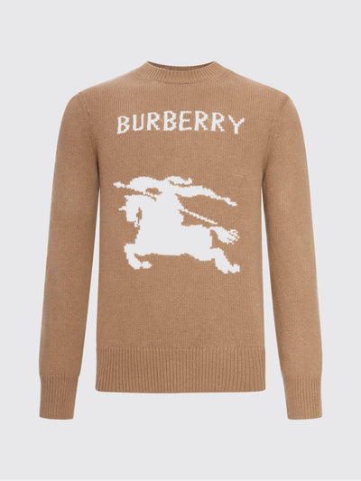 Burberry Men's Luxurious Cashmere Wool Crewneck Cardigan Jumper Beige