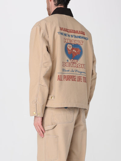 Carhartt WIP Men's Casual Beige Cotton Denim Work Jacket with Slogan
