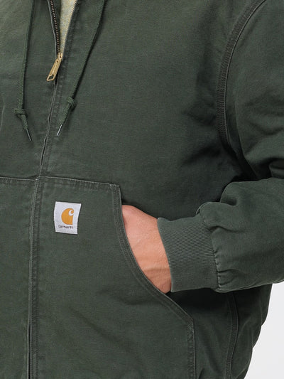 Men's Carhartt WIP Hooded Olive Organic Cotton Dearborn Canvas Jacket