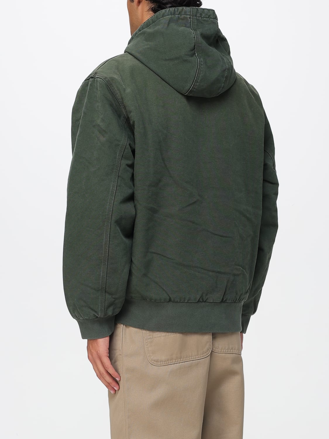 Men's Carhartt WIP Hooded Olive Organic Cotton Dearborn Canvas Jacket