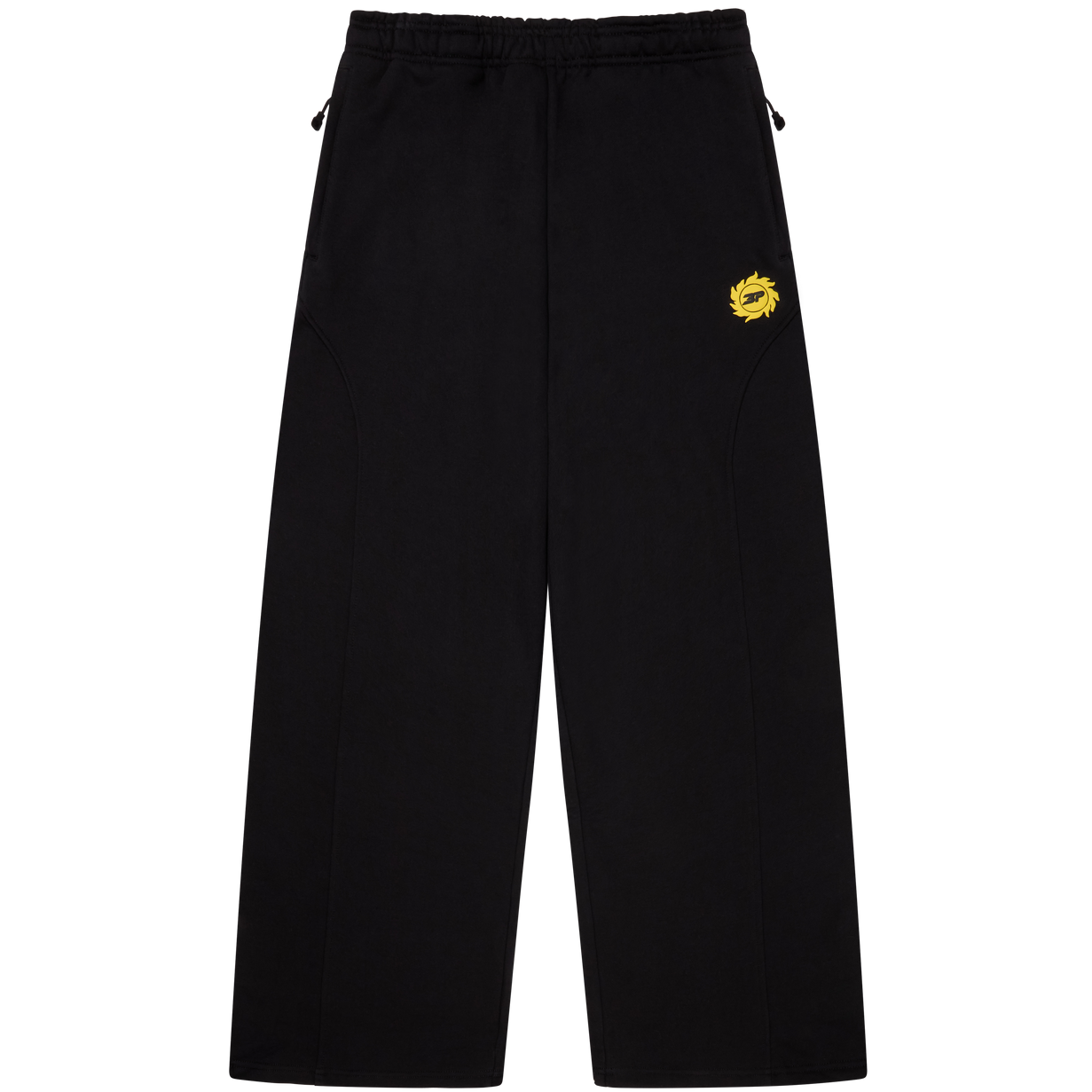 BROKEN PLANET MIDNIGHT BLACK / YELLOW WIDE LEG SWEATPANTS