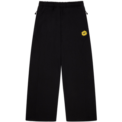 BROKEN PLANET MIDNIGHT BLACK / YELLOW WIDE LEG SWEATPANTS