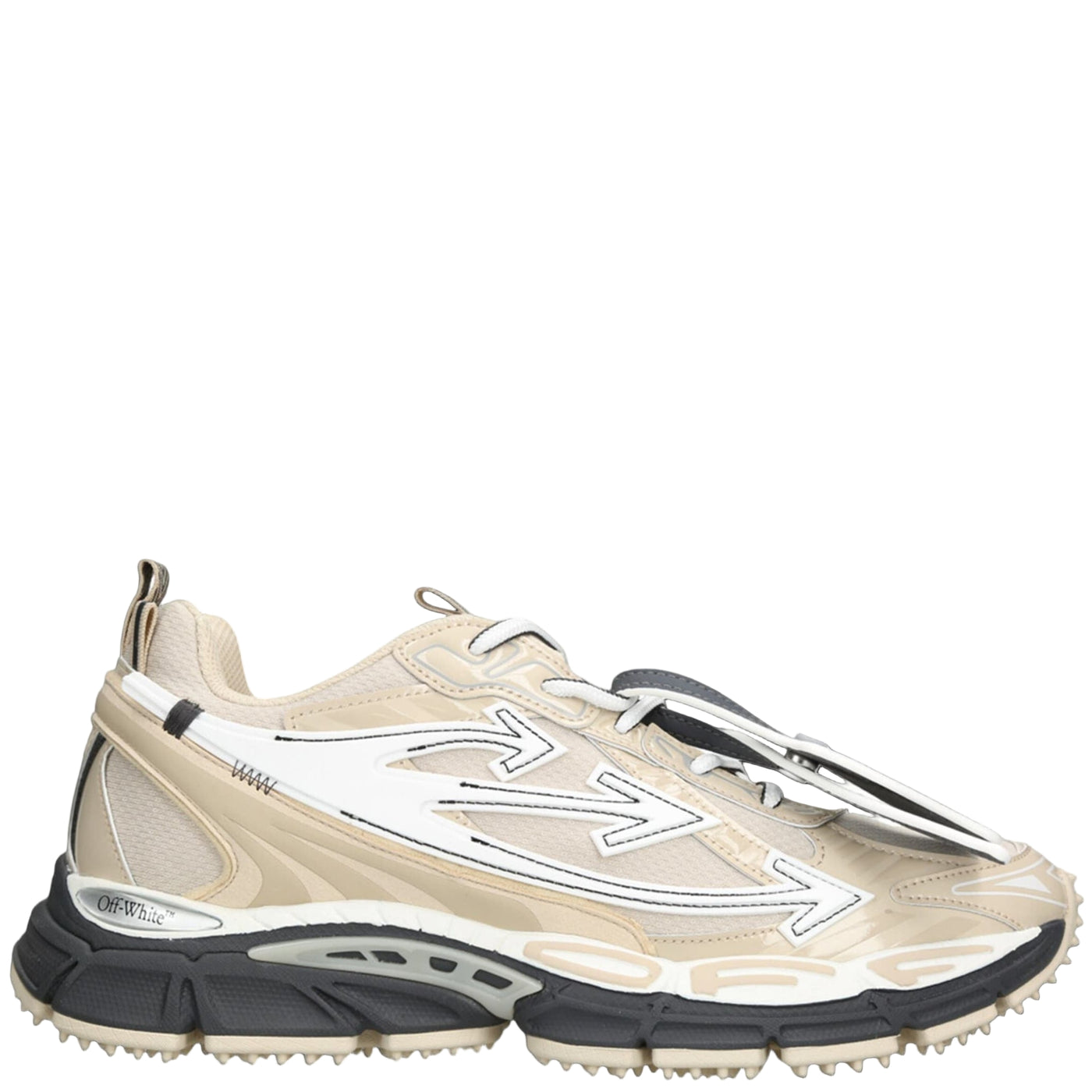 Off-White Beige Be Right Back Sneakers: Mesh & Leather Luxury Comfort Trainers