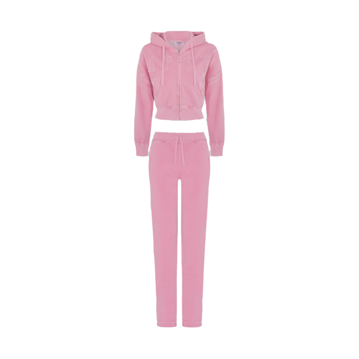 トップス Trapstar Women's Tracksuit Pink Trapstar Women's Irongate Cropped Batwing Zip Hoodie Washed