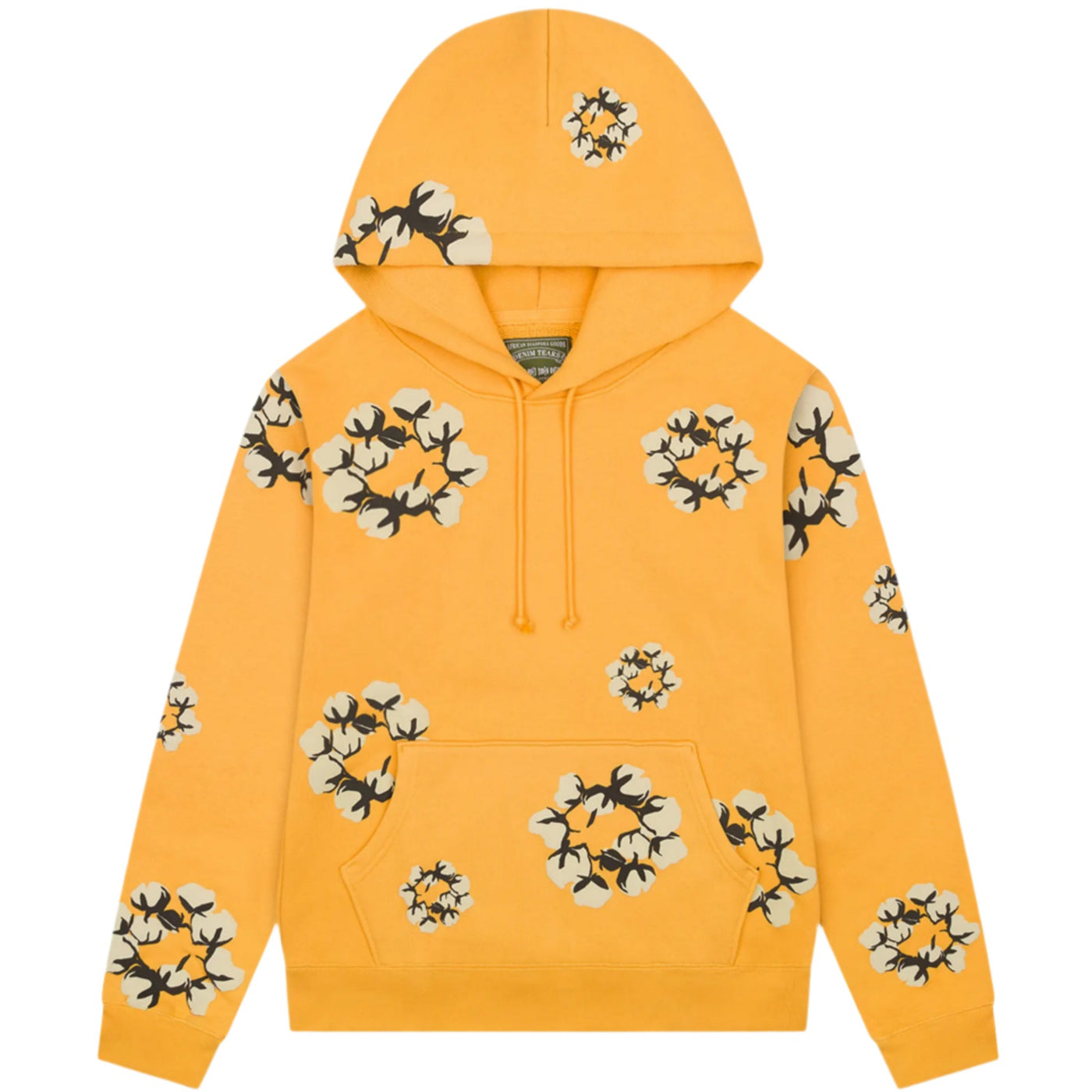 Front view of Denim Tears x CPFM Cactus Tears Wreath Yellow Hoodie FW24THD024