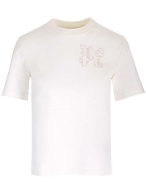 PALM ANGELS White t-shirt with monogram