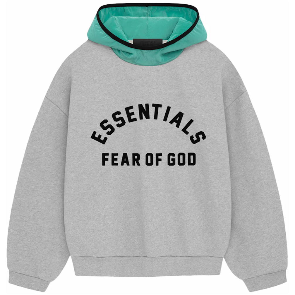 FEAR OF GOD Essentials nylon fleece hoodie light heather/mint leaf (SS24)