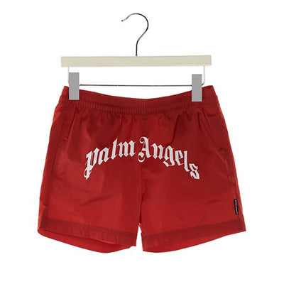 PALM ANGELS 'Curved Logo' Swimming Trunks