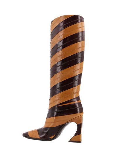 Luxurious Fendi Brown Eel Skin Knee-High Glamour Ankle Boots for Women