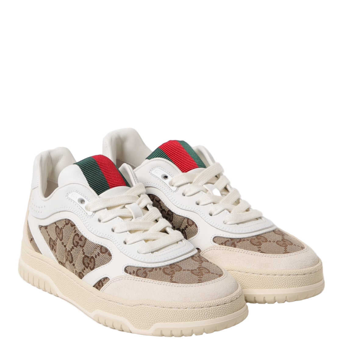 Gucci Women's White Calf Leather Ace Trainers with Iconic Web Stripe