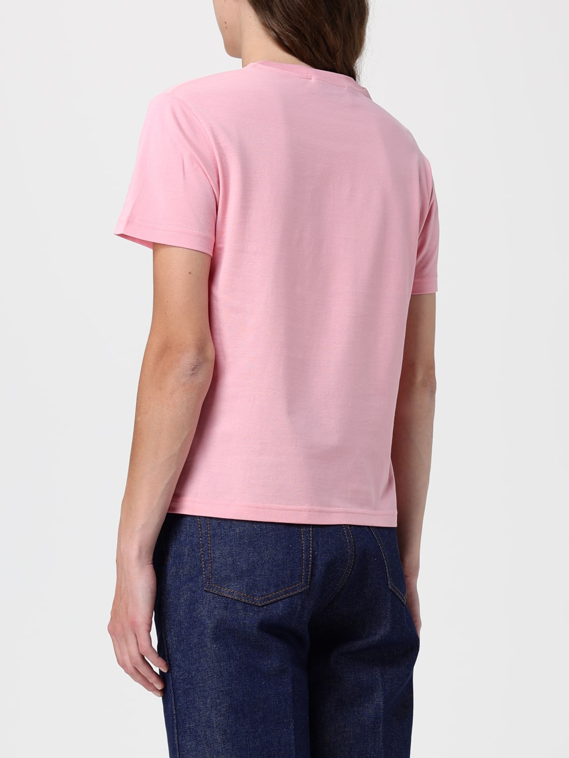Women's Pink Gucci Vintage-Style Cotton Crewneck Logo T-Shirt