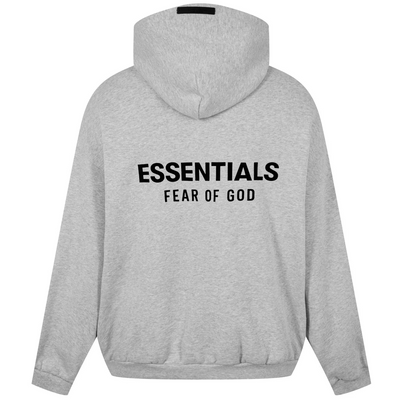 FEAR OF GOD ESSENTIALS Logo Over The Head Hoodie SS25 Light Heather
