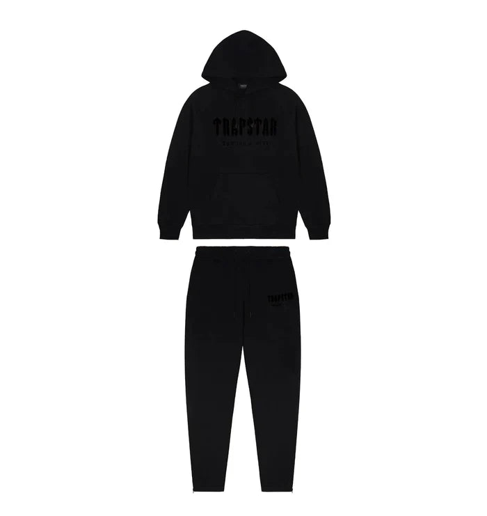 TRAPSTAR CHENILLE DECODED HOODED TRACKSUIT - BLACKOUT EDITION