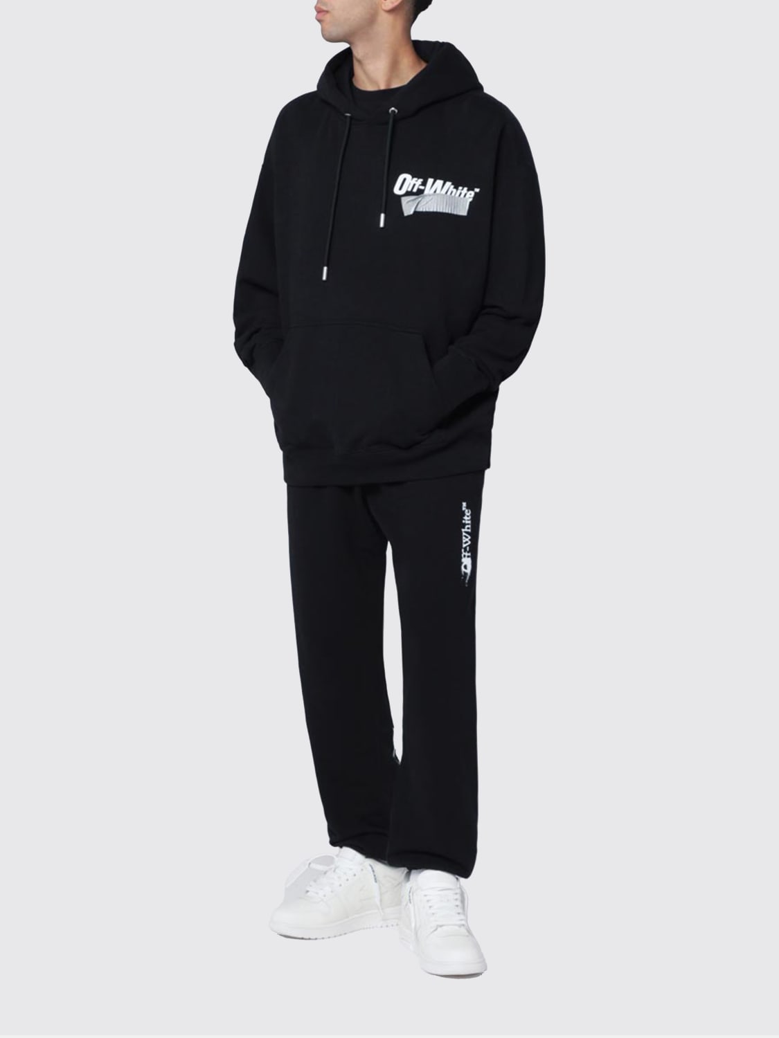 Off-White Men's Black Cotton Graphic Hoodie Jumper - Urban Street Style
